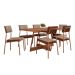 Conjunto de Mesa Retangular com Tampo de MDP Nogal Átria e 6 Cadeiras Helena Revestimento Sintético Caramelo e Areia