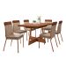 Conjunto de Mesa Retangular com Tampo de MDP Nogal Átria e 6 Cadeiras Madalena Linho Areia e Caramelo