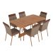 Conjunto de Mesa Retangular com Tampo de MDP Nogal Átria e 6 Cadeiras Madalena Linho Areia e Caramelo