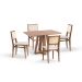 Conjunto de Mesa Retangular com Tampo de Madeira Maciça Frame e 4 Cadeiras Serena Algodão Bege Claro e Natural