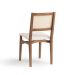 Conjunto de Mesa Retangular com Tampo de Madeira Maciça Frame e 4 Cadeiras Serena Algodão Bege Claro e Natural