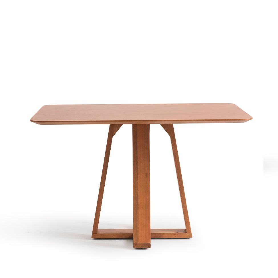 Conjunto de Mesa Retangular com Tampo de Madeira Maciça Frame e 4 Cadeiras Serena Algodão Bege Claro e Natural