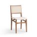 Conjunto de Mesa Retangular com Tampo de Madeira Maciça Frame e 4 Cadeiras Serena Algodão Bege Claro e Natural