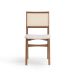 Conjunto de Mesa Retangular com Tampo de Madeira Maciça Frame e 4 Cadeiras Serena Algodão Bege Claro e Natural
