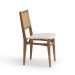 Conjunto de Mesa Retangular com Tampo de Madeira Maciça Frame e 4 Cadeiras Serena Algodão Bege Claro e Nogueira