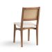 Conjunto de Mesa Retangular com Tampo de Madeira Maciça Frame e 4 Cadeiras Serena Algodão Bege Claro e Nogueira