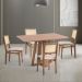 Conjunto de Mesa Retangular com Tampo de Madeira Maciça Frame e 4 Cadeiras Serena Poliéster Bege e Natural