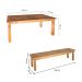 Conjunto de Mesa Retangular com Tampo de Madeira e 2 Bancos Corona Mel