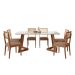 Conjunto de Mesa Retangular com Tampo de Vidro Caju e 6 Cadeiras Palmas Linho Marrom e Cinamomo