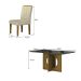 Conjunto de Mesa Retangular com Tampo de Vidro Chumbo e 6 Cadeiras Lorena Plus Camurça Palha e Freijó