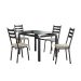 Conjunto de Mesa Retangular com Tampo de Vidro Malva e 4 Cadeiras New Revestimento Sintético Cedro e Preto 107 cm