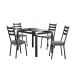 Conjunto de Mesa Retangular com Tampo de Vidro Malva e 4 Cadeiras New Revestimento Sintético Chanel e Preto 107 cm