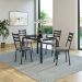 Conjunto de Mesa Retangular com Tampo de Vidro Malva e 4 Cadeiras New Revestimento Sintético Chanel e Preto 107 cm