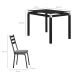 Conjunto de Mesa Retangular com Tampo de Vidro Malva e 4 Cadeiras New Revestimento Sintético Chanel e Preto 107 cm