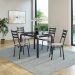 Conjunto de Mesa Retangular com Tampo de Vidro Malva e 4 Cadeiras New Revestimento Sintético Floral Cinza e Preto 107 cm