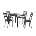 Conjunto de Mesa Retangular com Tampo de Vidro Malva e 4 Cadeiras New Revestimento Sintético Floral e Preto 107 cm