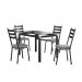 Conjunto de Mesa Retangular com Tampo de Vidro Malva e 4 Cadeiras New Revestimento Sintético Grafiato e Preto 107 cm