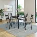 Conjunto de Mesa Retangular com Tampo de Vidro Malva e 4 Cadeiras New Revestimento Sintético Grafiato e Preto 107 cm