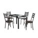 Conjunto de Mesa Retangular com Tampo de Vidro Malva e 4 Cadeiras New Revestimento Sintético Imbuia e Preto 107 cm