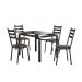 Conjunto de Mesa Retangular com Tampo de Vidro Malva e 4 Cadeiras New Revestimento Sintético Mosaico Palha e Preto 107 cm