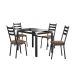 Conjunto de Mesa Retangular com Tampo de Vidro Malva e 4 Cadeiras New Revestimento Sintético Rattan e Preto 107 cm