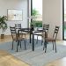 Conjunto de Mesa Retangular com Tampo de Vidro Malva e 4 Cadeiras New Revestimento Sintético Rattan e Preto 107 cm