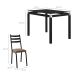 Conjunto de Mesa Retangular com Tampo de Vidro Malva e 4 Cadeiras New Revestimento Sintético Rattan e Preto 107 cm
