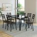 Conjunto de Mesa Retangular com Tampo de Vidro Malva e 6 Cadeiras New Revestimento Sintético Floral Dourado e Preto