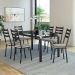 Conjunto de Mesa Retangular com Tampo de Vidro Malva e 6 Cadeiras New Revestimento Sintético Grafiato e Preto