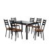 Conjunto de Mesa Retangular com Tampo de Vidro Malva e 6 Cadeiras New Revestimento Sintético Rattan e Preto