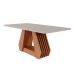 Conjunto de Mesa Retangular com Tampo de Vidro Off White Agata e 6 Cadeiras Tais e Maia Suede Bege e Amadeirado