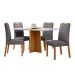 Conjunto de Mesa Retangular com Tampo de Vidro Off White Anitta e 4 Cadeiras Mariah Poliéster Cinza e Ypê