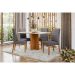 Conjunto de Mesa Retangular com Tampo de Vidro Off White Anitta e 4 Cadeiras Mariah Poliéster Cinza e Ypê