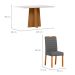 Conjunto de Mesa Retangular com Tampo de Vidro Off White Anitta e 4 Cadeiras Mariah Poliéster Cinza e Ypê