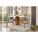 Conjunto de Mesa Retangular com Tampo de Vidro Off White Anitta e 4 Cadeiras Mariah Poliéster Nude e Ypê