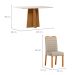Conjunto de Mesa Retangular com Tampo de Vidro Off White Anitta e 4 Cadeiras Mariah Poliéster Nude e Ypê