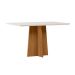 Conjunto de Mesa Retangular com Tampo de Vidro Off White Anitta e 4 Cadeiras Mariah Poliéster Nude e Ypê