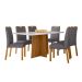 Conjunto de Mesa Retangular com Tampo de Vidro Off White Anitta e 6 Cadeiras Mariah Poliéster Cinza e Ypê