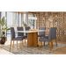 Conjunto de Mesa Retangular com Tampo de Vidro Off White Anitta e 6 Cadeiras Mariah Poliéster Cinza e Ypê