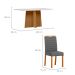 Conjunto de Mesa Retangular com Tampo de Vidro Off White Anitta e 6 Cadeiras Mariah Poliéster Cinza e Ypê