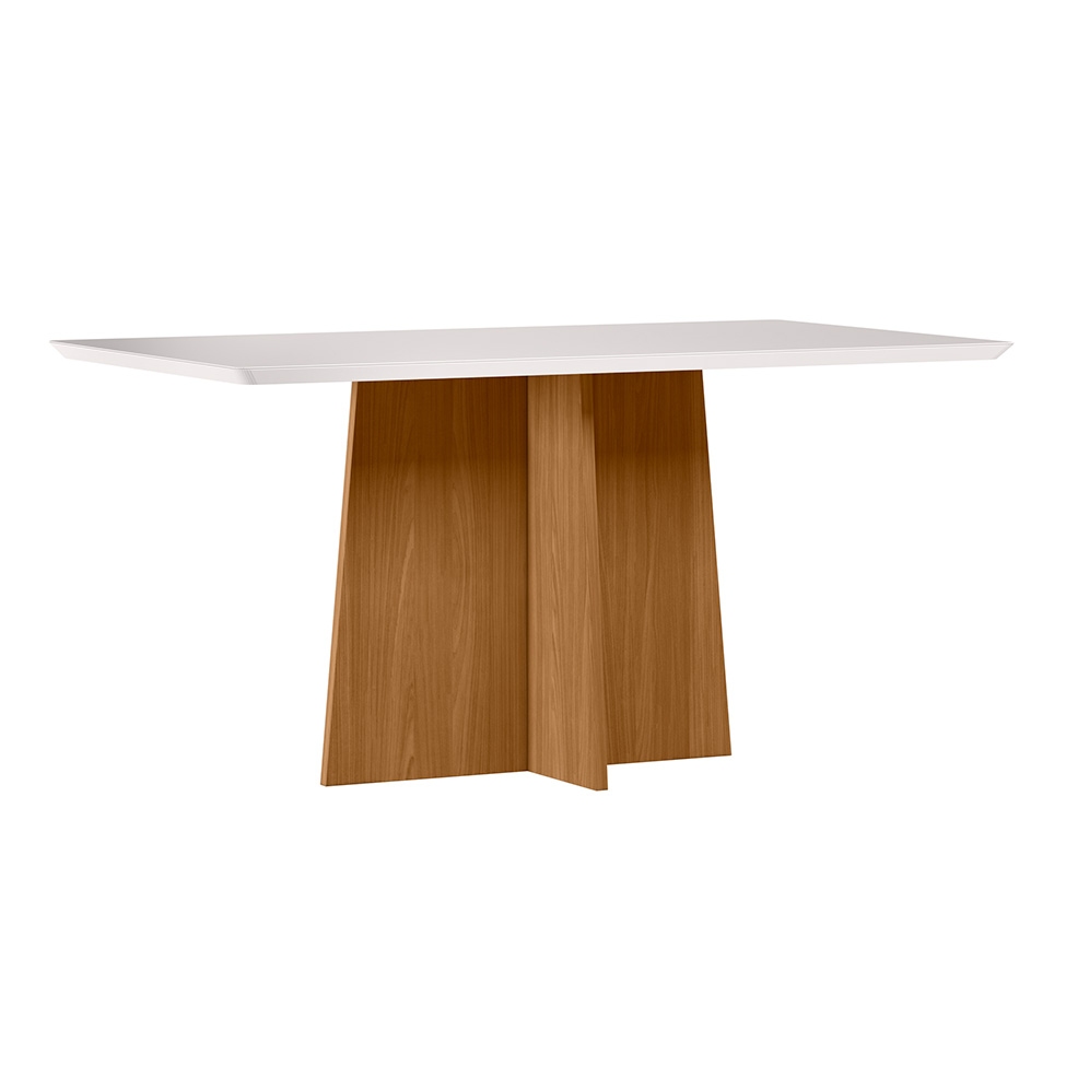 Conjunto de Mesa Retangular com Tampo de Vidro Off White Anitta e 6 Cadeiras Mariah Poliéster Cinza e Ypê