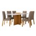 Conjunto de Mesa Retangular com Tampo de Vidro Off White Anitta e 6 Cadeiras Mariah Poliéster Marrom e Ypê