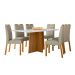 Conjunto de Mesa Retangular com Tampo de Vidro Off White Anitta e 6 Cadeiras Mariah Poliéster Nude e Ypê