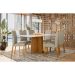 Conjunto de Mesa Retangular com Tampo de Vidro Off White Anitta e 6 Cadeiras Mariah Poliéster Nude e Ypê