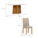 Conjunto de Mesa Retangular com Tampo de Vidro Off White Anitta e 6 Cadeiras Mariah Poliéster Nude e Ypê