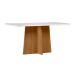 Conjunto de Mesa Retangular com Tampo de Vidro Off White Anitta e 6 Cadeiras Mariah Poliéster Nude e Ypê