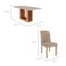 Conjunto de Mesa Retangular com Tampo de Vidro Off White Ariela e 6 Cadeiras Juliana Linho Bege e Madeira