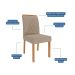 Conjunto de Mesa Retangular com Tampo de Vidro Off White Ariela e 6 Cadeiras Juliana Linho Bege e Madeira