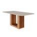 Conjunto de Mesa Retangular com Tampo de Vidro Off White Ariela e 6 Cadeiras Juliana Linho Bege e Madeira