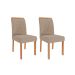 Conjunto de Mesa Retangular com Tampo de Vidro Off White Ariela e 6 Cadeiras Juliana Linho Bege e Madeira